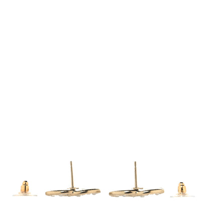Chanel Crystal Pearl CC Star Heart Earrings Gold 4 of 10