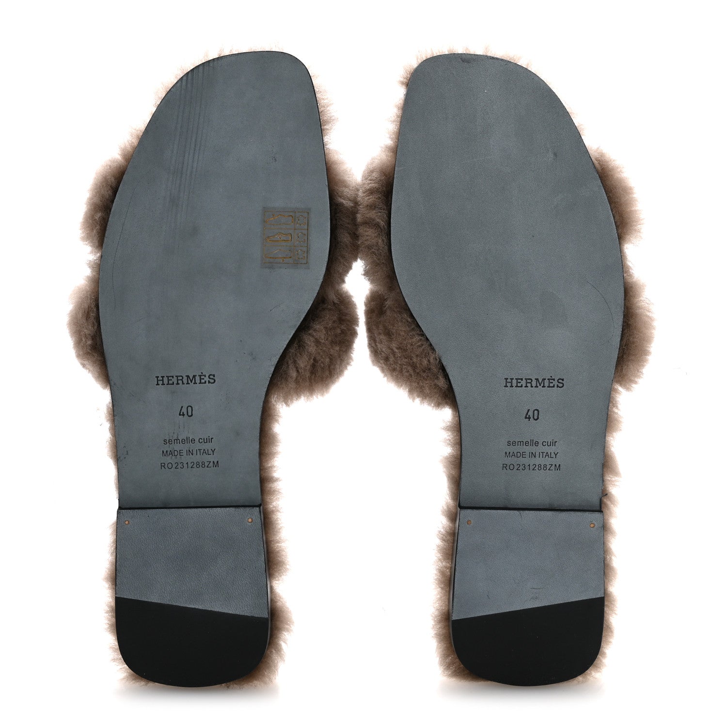 Hermes Woolskin Oran Sandals 40 Etoupe 6 of 9