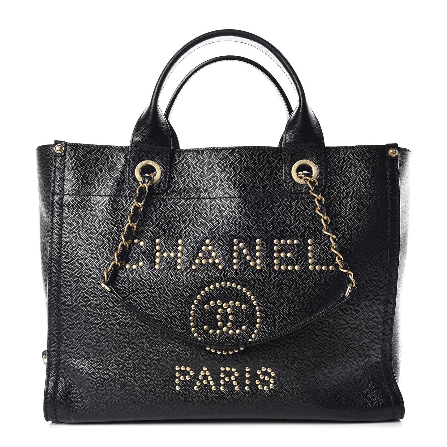 Caviar Small Studded Deauville Tote Black