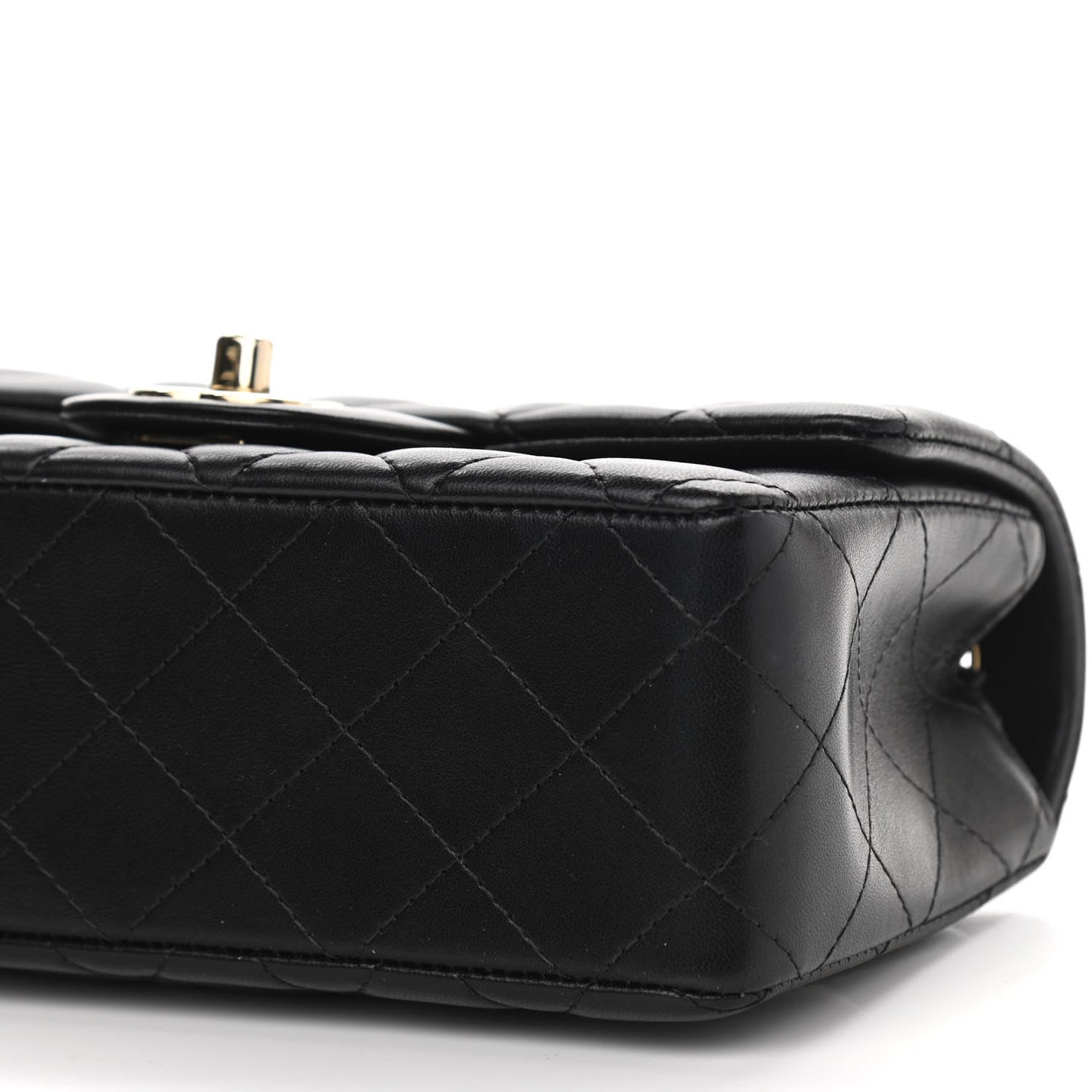Lambskin Quilted Mini Rectangular Flap Black