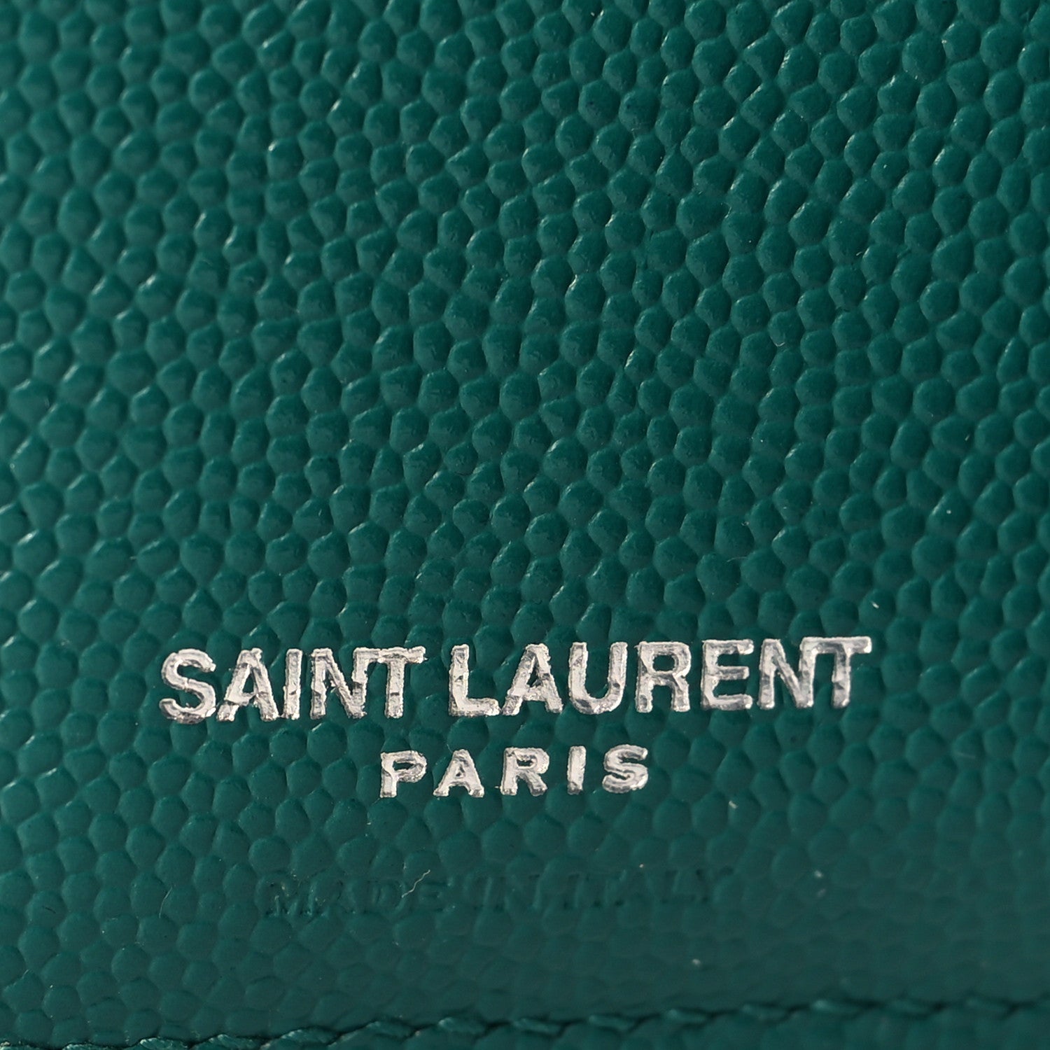 Saint Laurent Grain De Poudre Matelasse Chevron Monogram Zipped Card Case Malachite Green 6 of 6