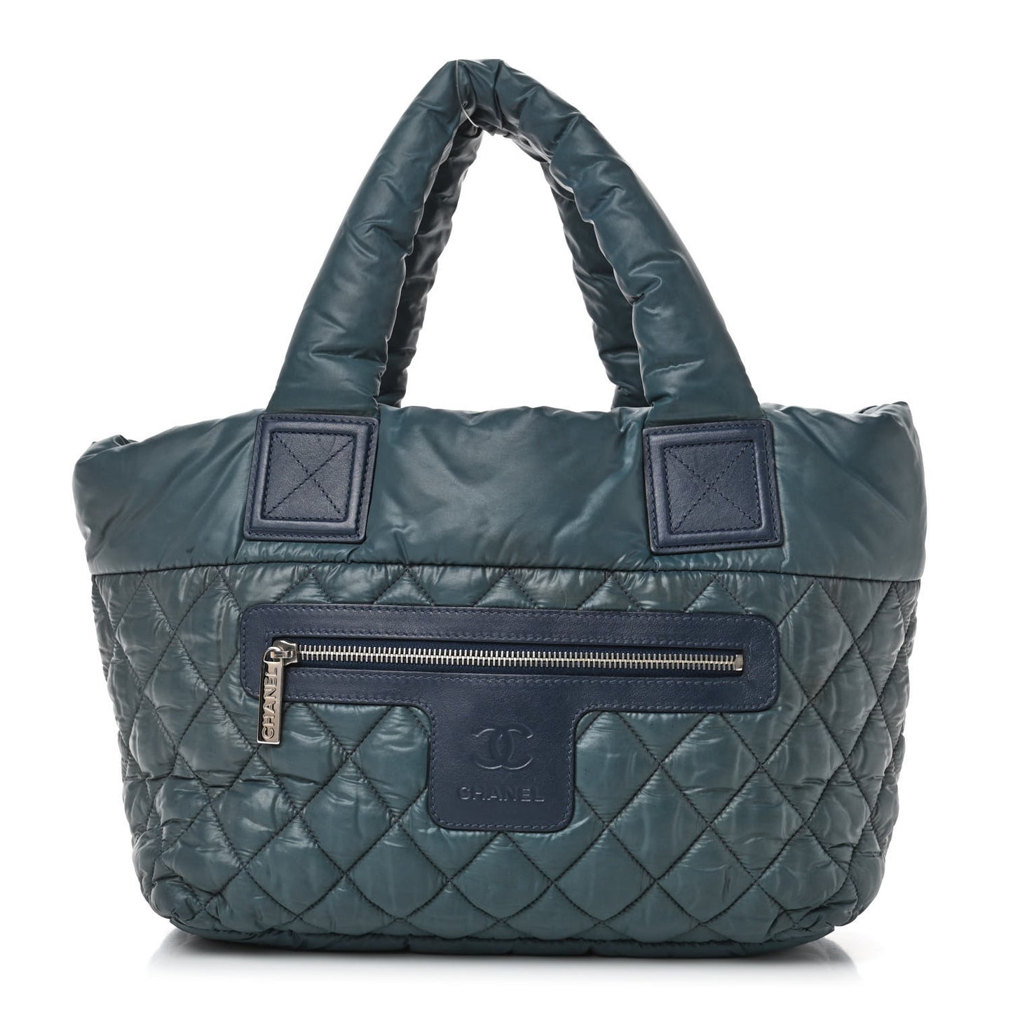 Nylon Quilted Small Coco Cocoon Reversible Tote Blue