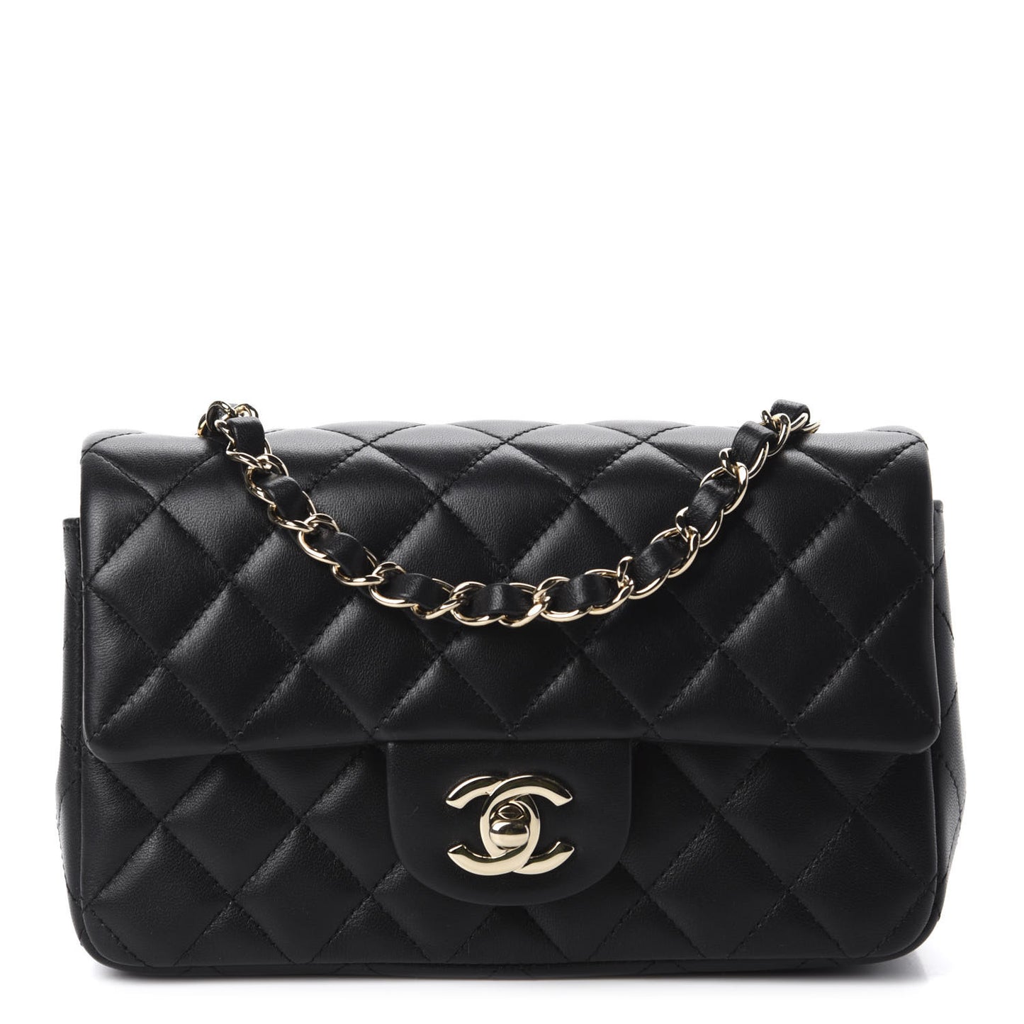 Lambskin Quilted Mini Rectangular Flap Black