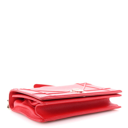 Christian Dior Grained Calfskin Medium Diorama Flap Bag Red 4 of 10