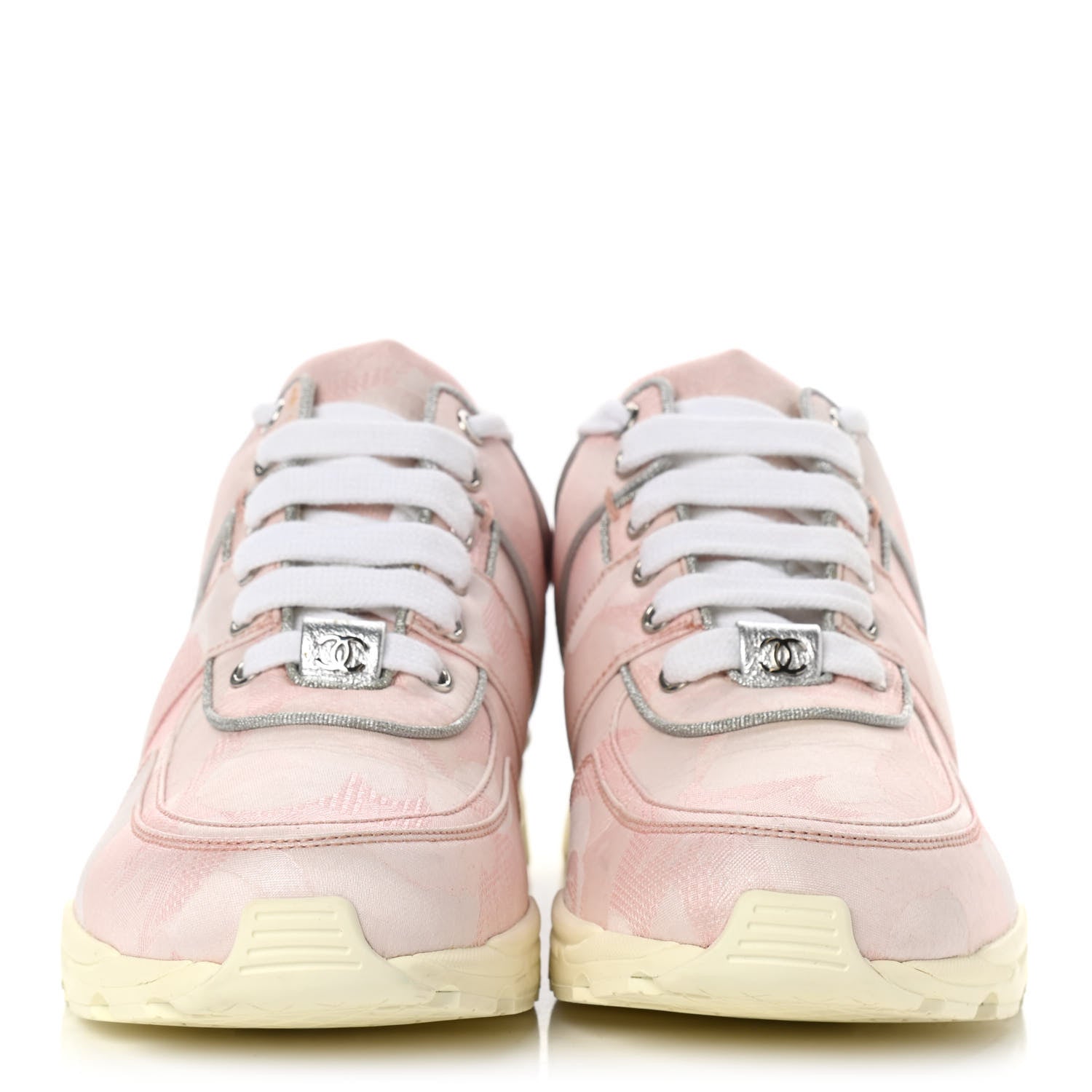 Chanel Canvas Womens Sneakers 39.5 Pink Grey 2 of 11