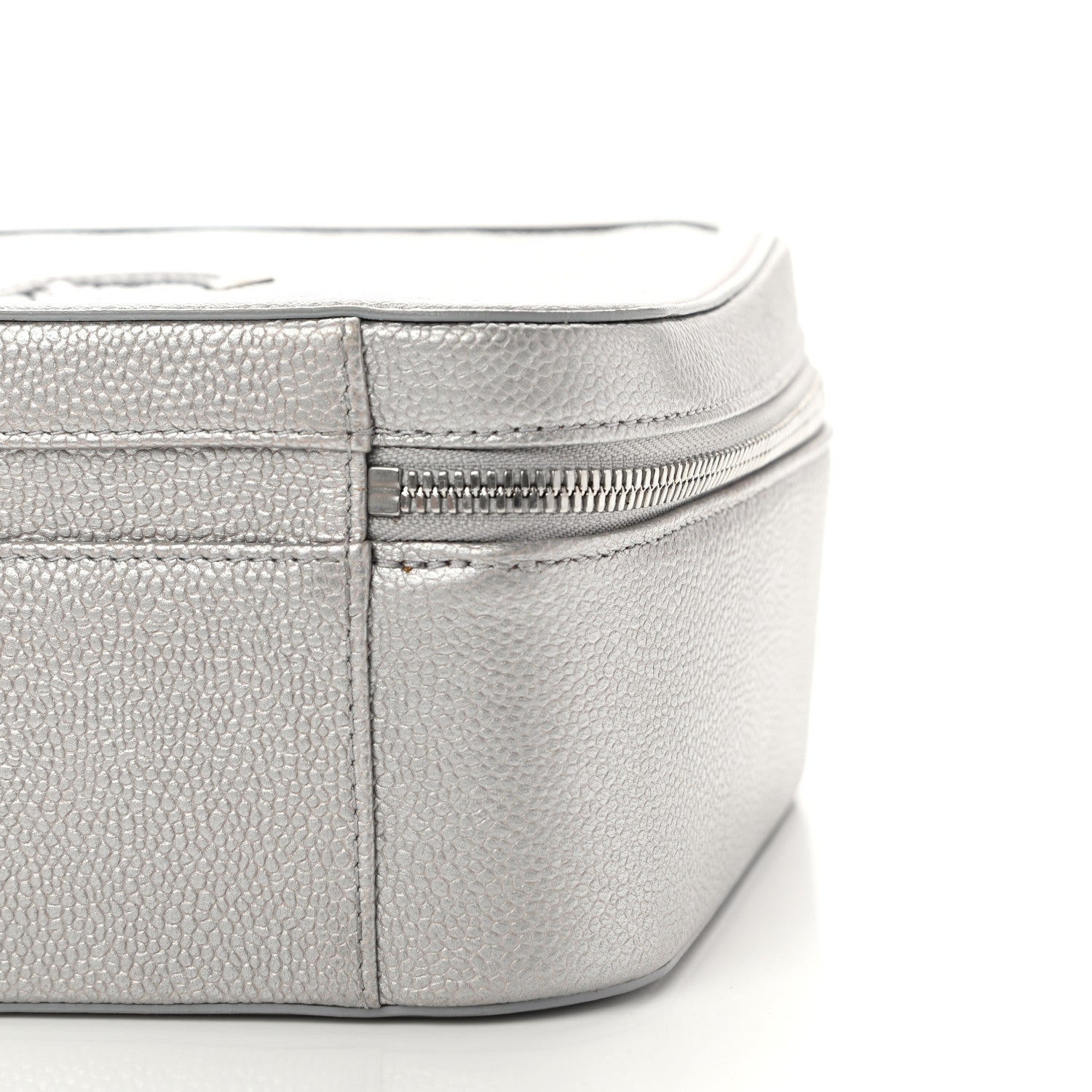 Chanel Metallic Caviar Quilted Large CC Filigree Vanity Case Silver 11 of 11