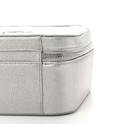 Chanel Metallic Caviar Quilted Large CC Filigree Vanity Case Silver 11 of 11