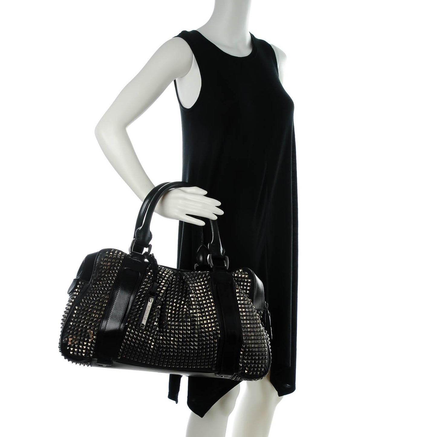 Prorsum Calfskin Studded Knight Satchel Black