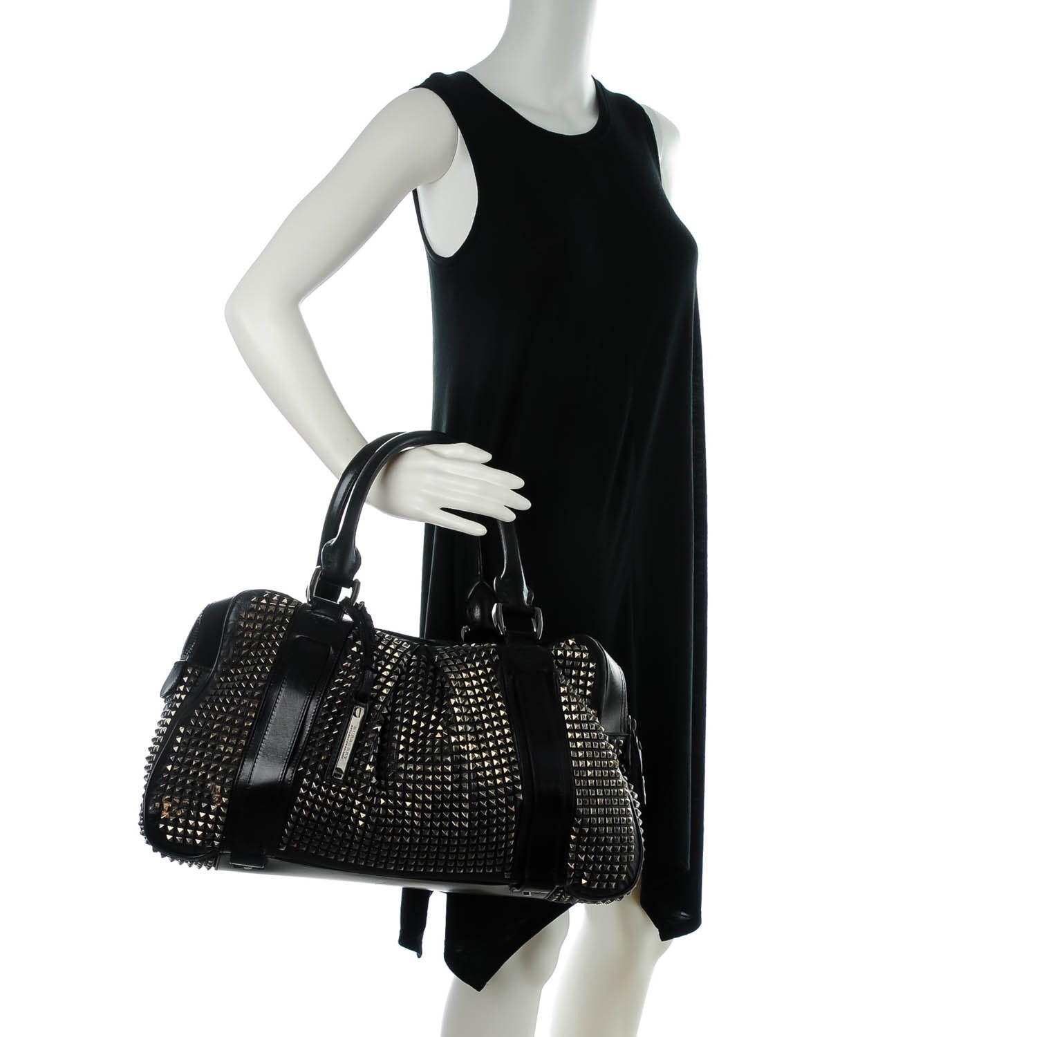 Burberry Prorsum Calfskin Studded Knight Satchel Black 2 of 8