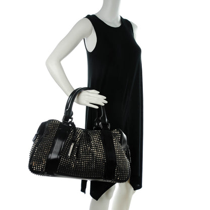 Burberry Prorsum Calfskin Studded Knight Satchel Black 2 of 8