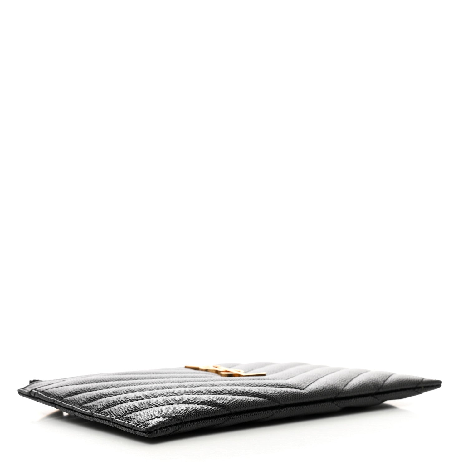 Saint Laurent Grain De Poudre Chevron Monogram Bill Pouch Black 4 of 6