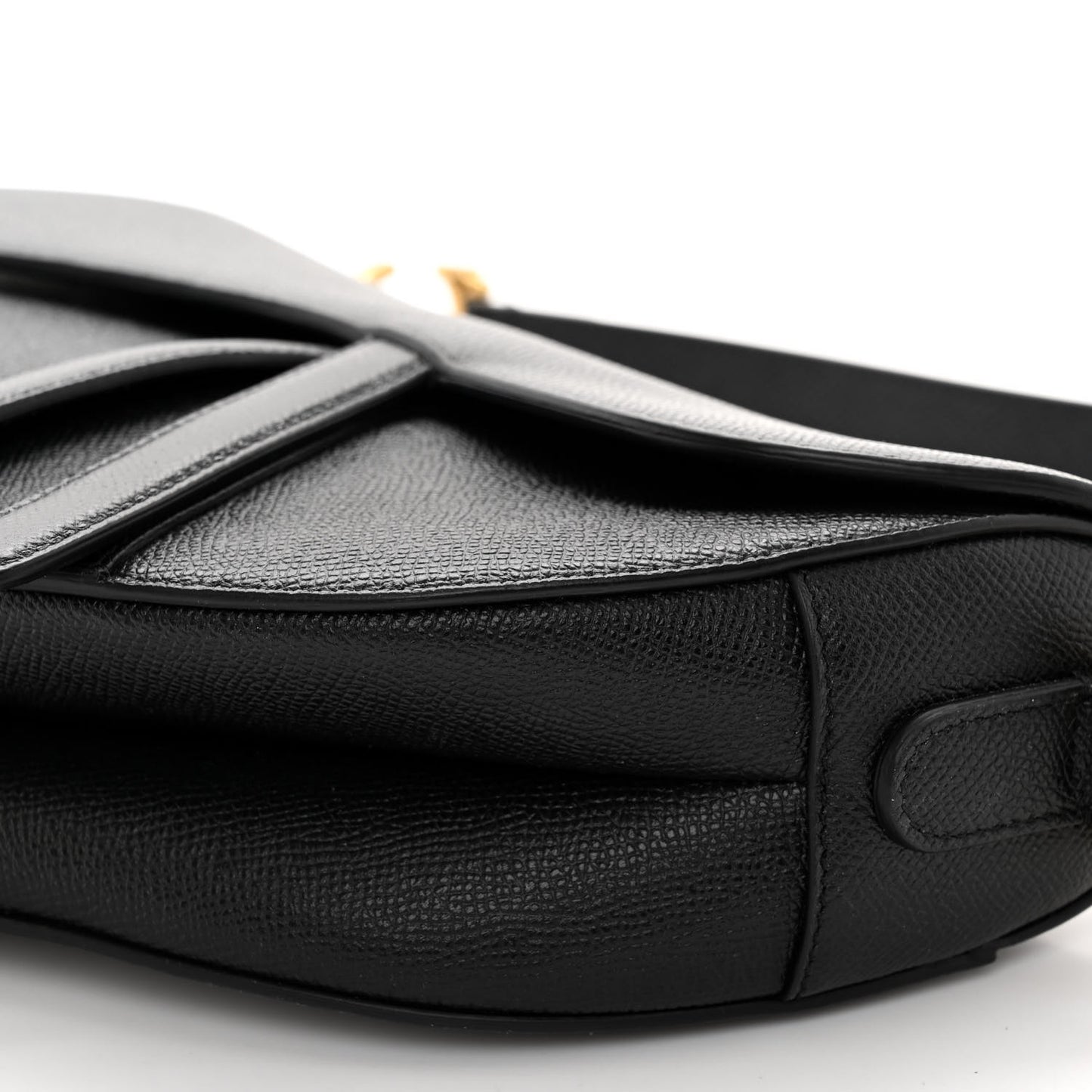 Grained Calfskin Saddle Bag Black