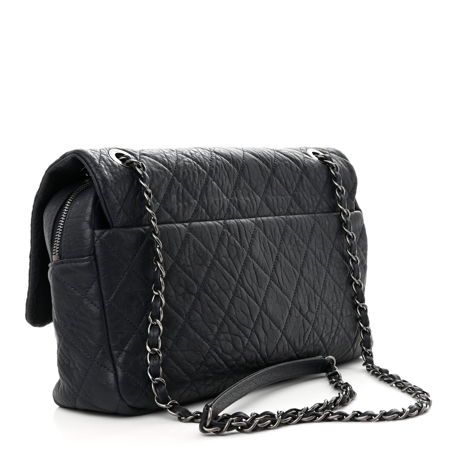 Chanel Sheepskin Quilted Jumbo Easy Flap Navy Blue 3 of 12