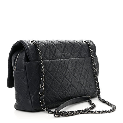 Chanel Sheepskin Quilted Jumbo Easy Flap Navy Blue 3 of 12