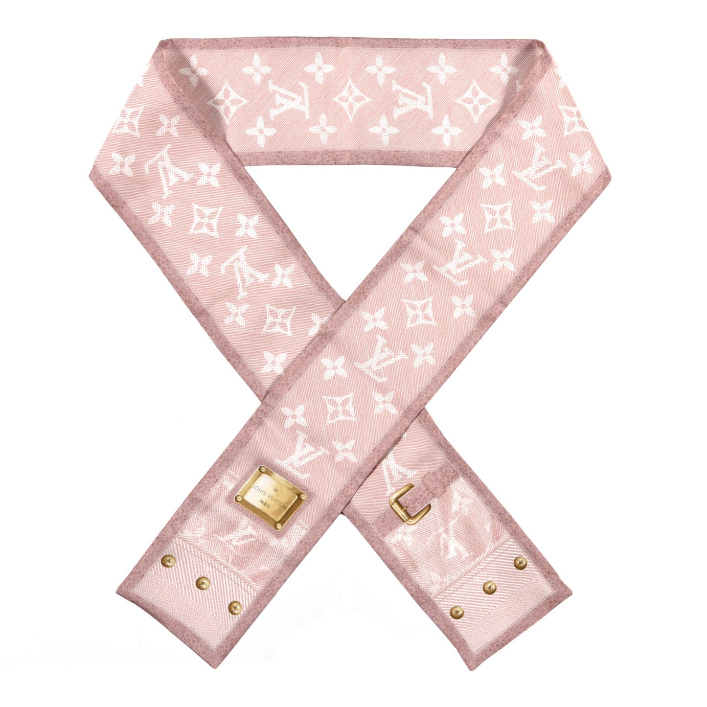Silk Monogram New Denim Bandeau Rose Clair