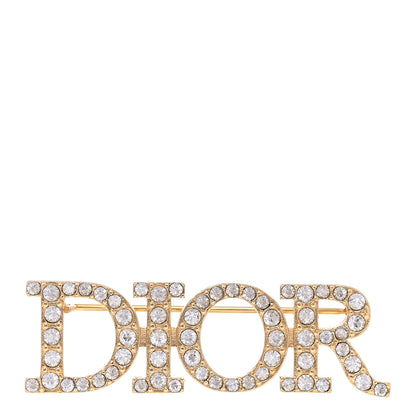 Christian Dior Crystal Dior Logo Brooch Gold 1 of 5