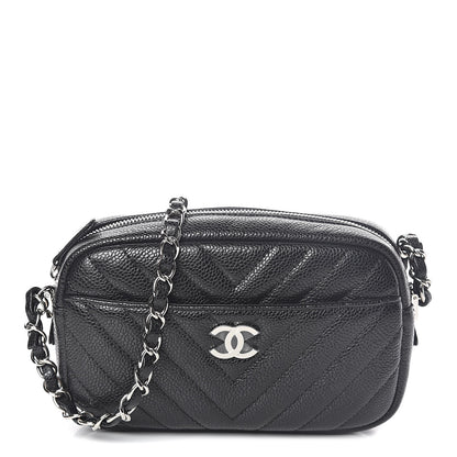 Chanel Caviar Chevron Quilted Camera Case Black 1 of 11