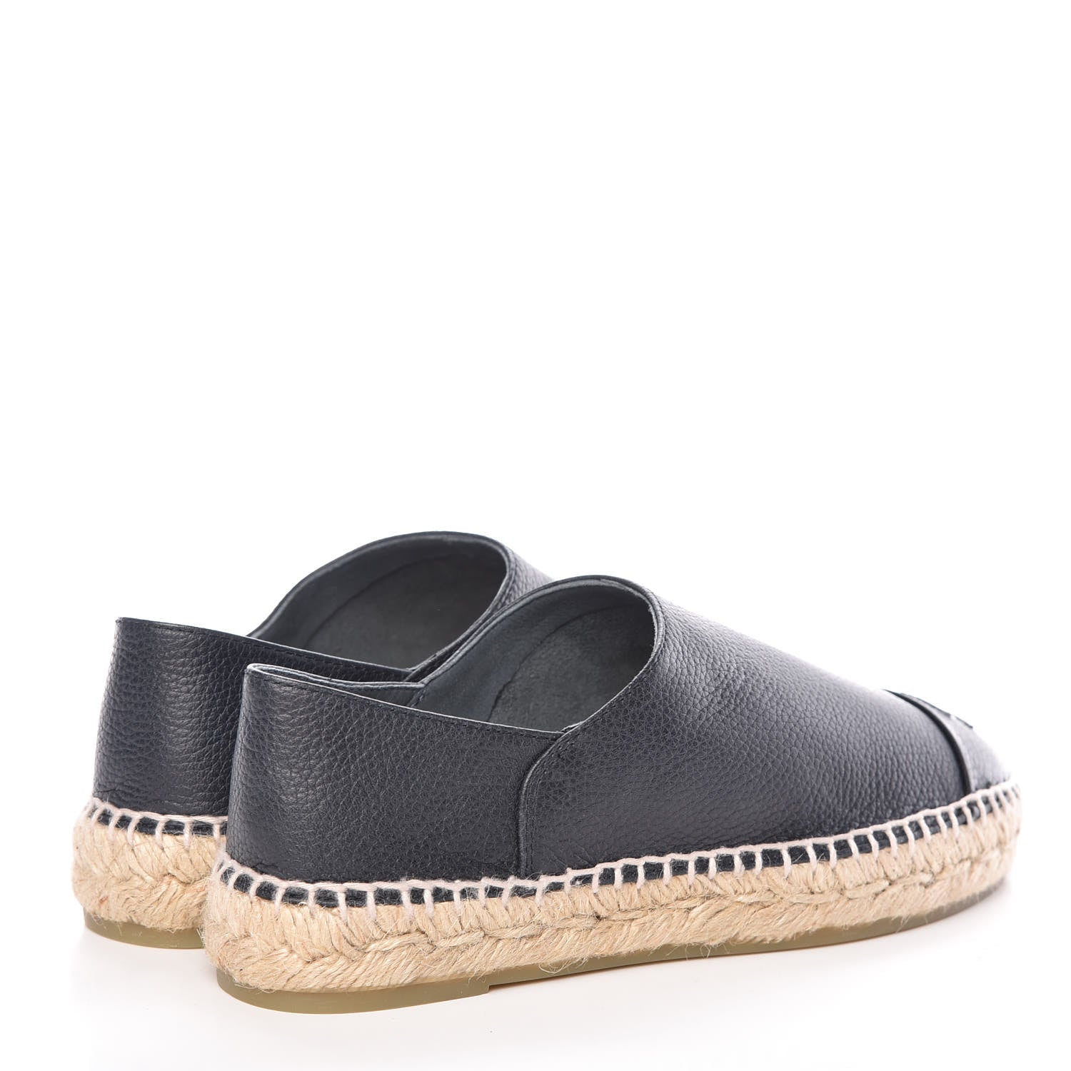 Chanel Grained Calfskin CC Espadrilles 35 Black Navy 4 of 11