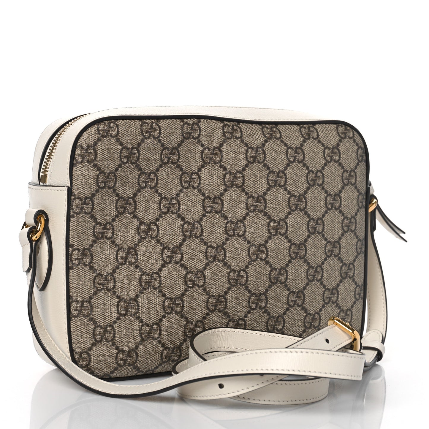 GG Supreme Monogram Small Horsebit 1955 Shoulder Bag Beige Mystic White
