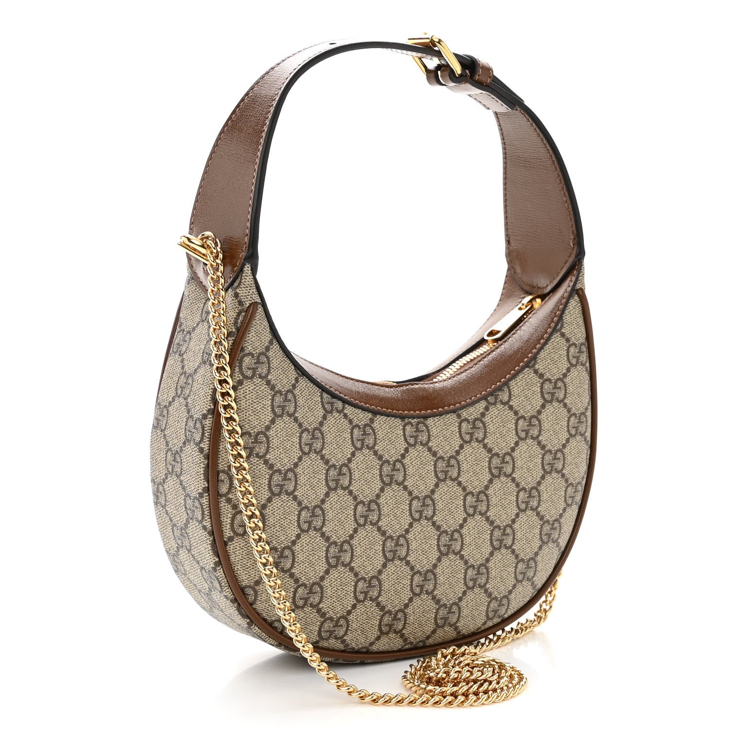 Gucci GG Supreme Monogram Azalea Calfskin Mini Retro Interlocking G Half Moon Bag Beige Ebony Brown Sugar 3 of 11