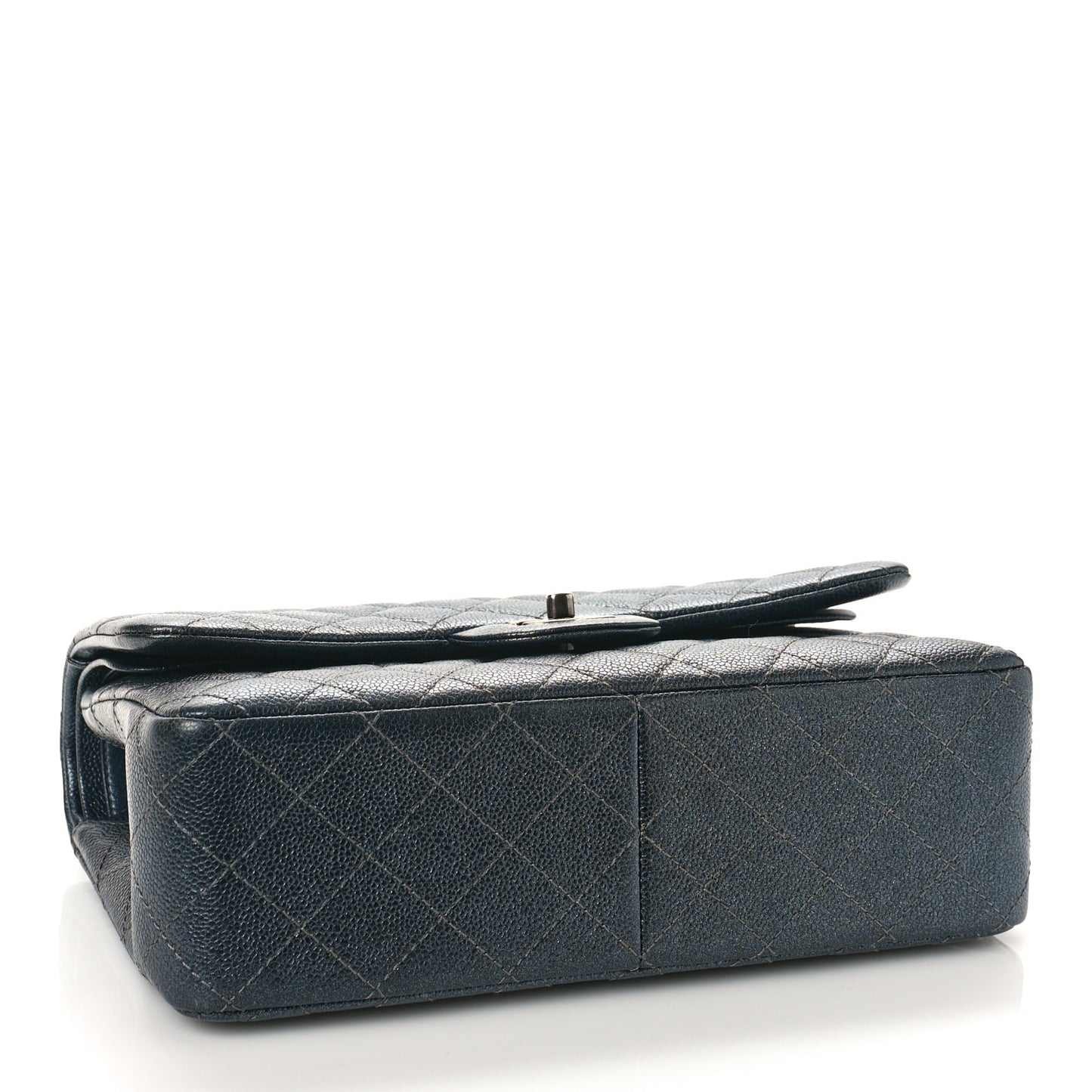 Metallic Caviar Quilted Jumbo Double Flap Dark Grey