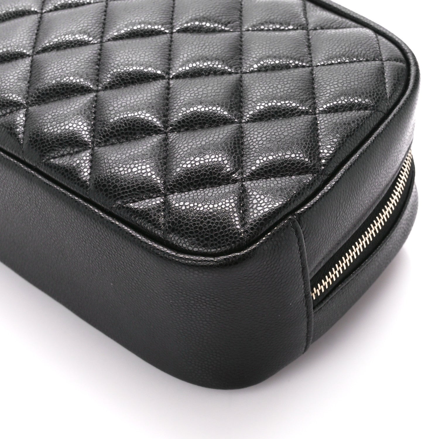 Chanel Caviar Quilted Medium Curvy Pouch Cosmetic Case Black 10 of 11