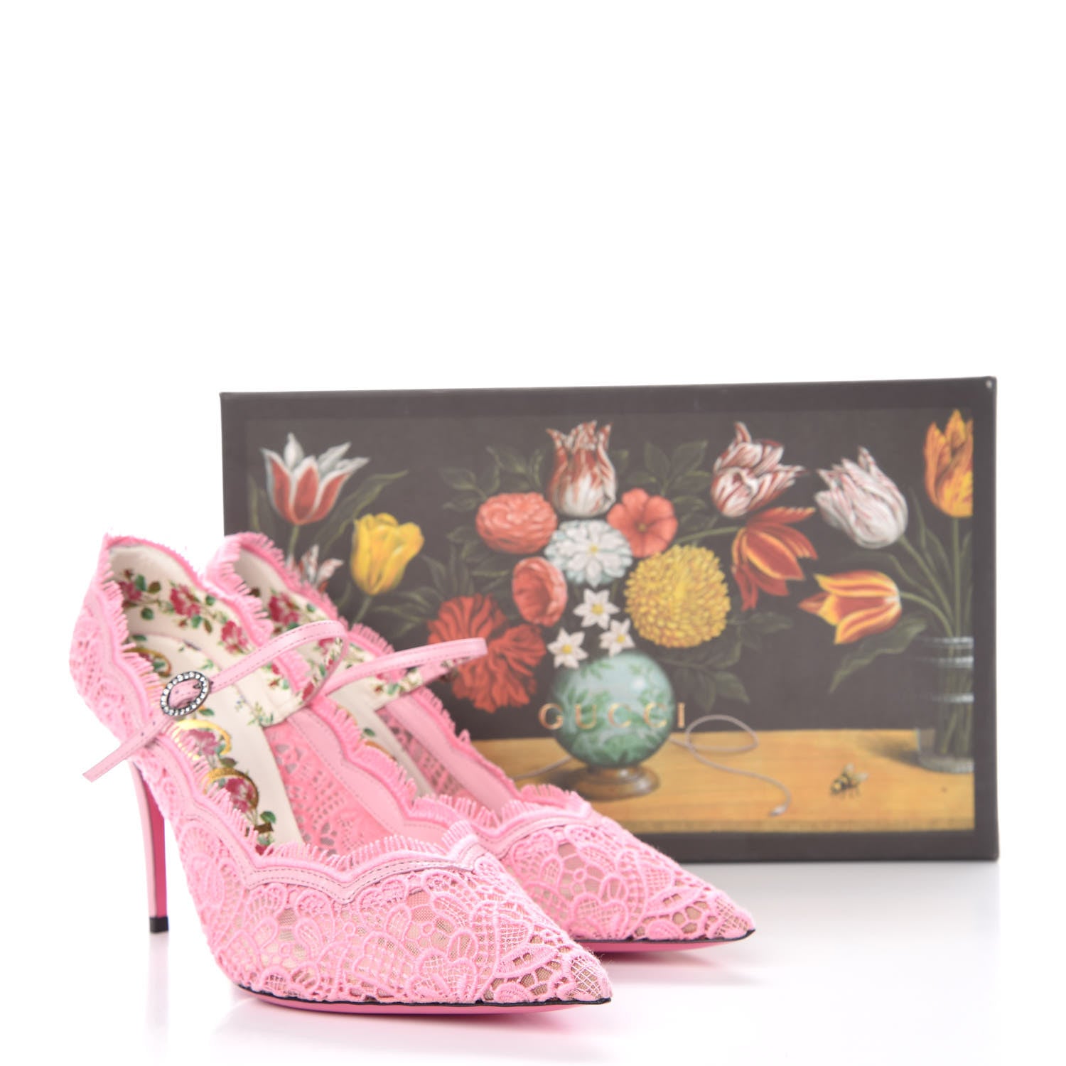 Gucci Lace Pizzo Venice Pumps 38.5 Sugar Pink 8 of 8
