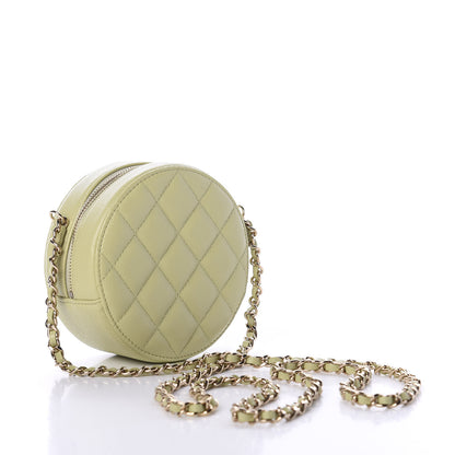 Chanel Caviar Quilted French New Wave Round Clutch With Chain Light Green 2 of 10