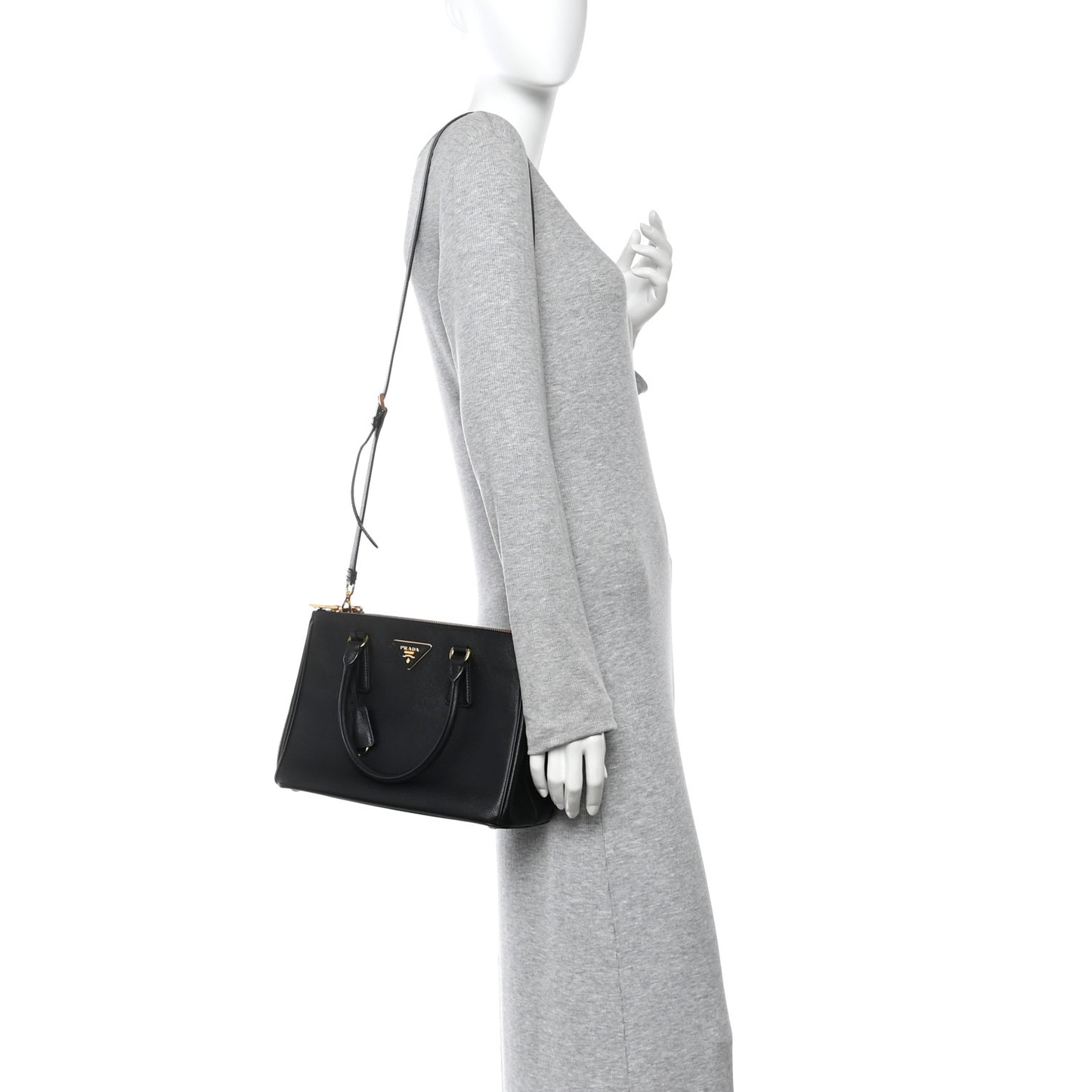 Saffiano Small Galleria Double Zip Tote Black
