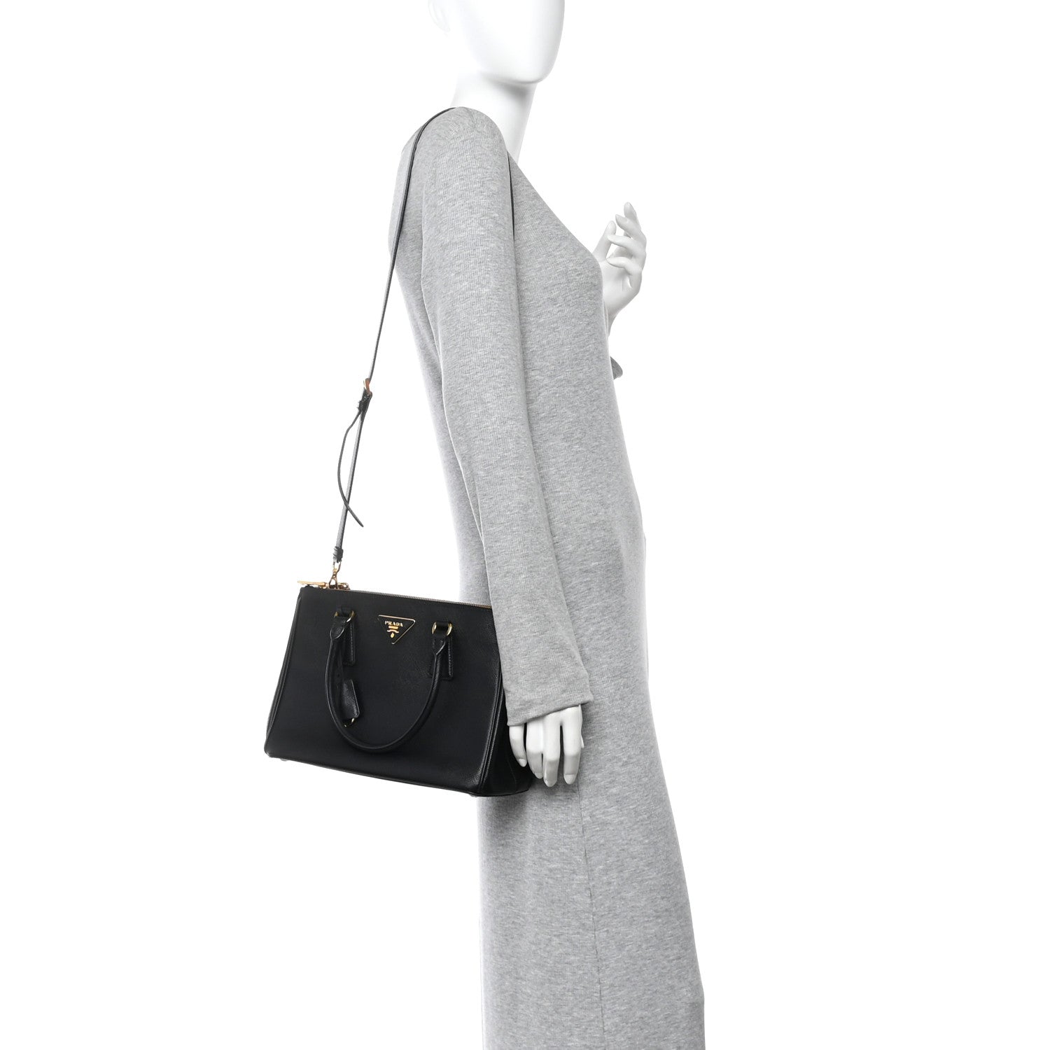 Prada Saffiano Small Galleria Double Zip Tote Black 2 of 10
