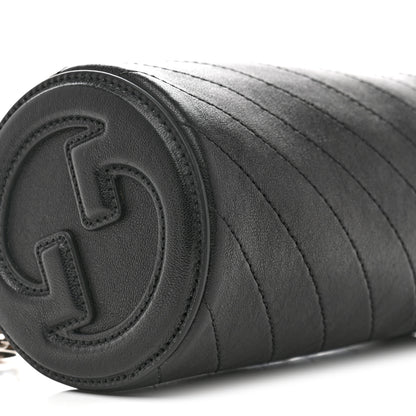 Gucci Sakai Be Green Calfskin Diagonal Stitched Mini Blondie Barrel Shoulder Bag Black 9 of 10