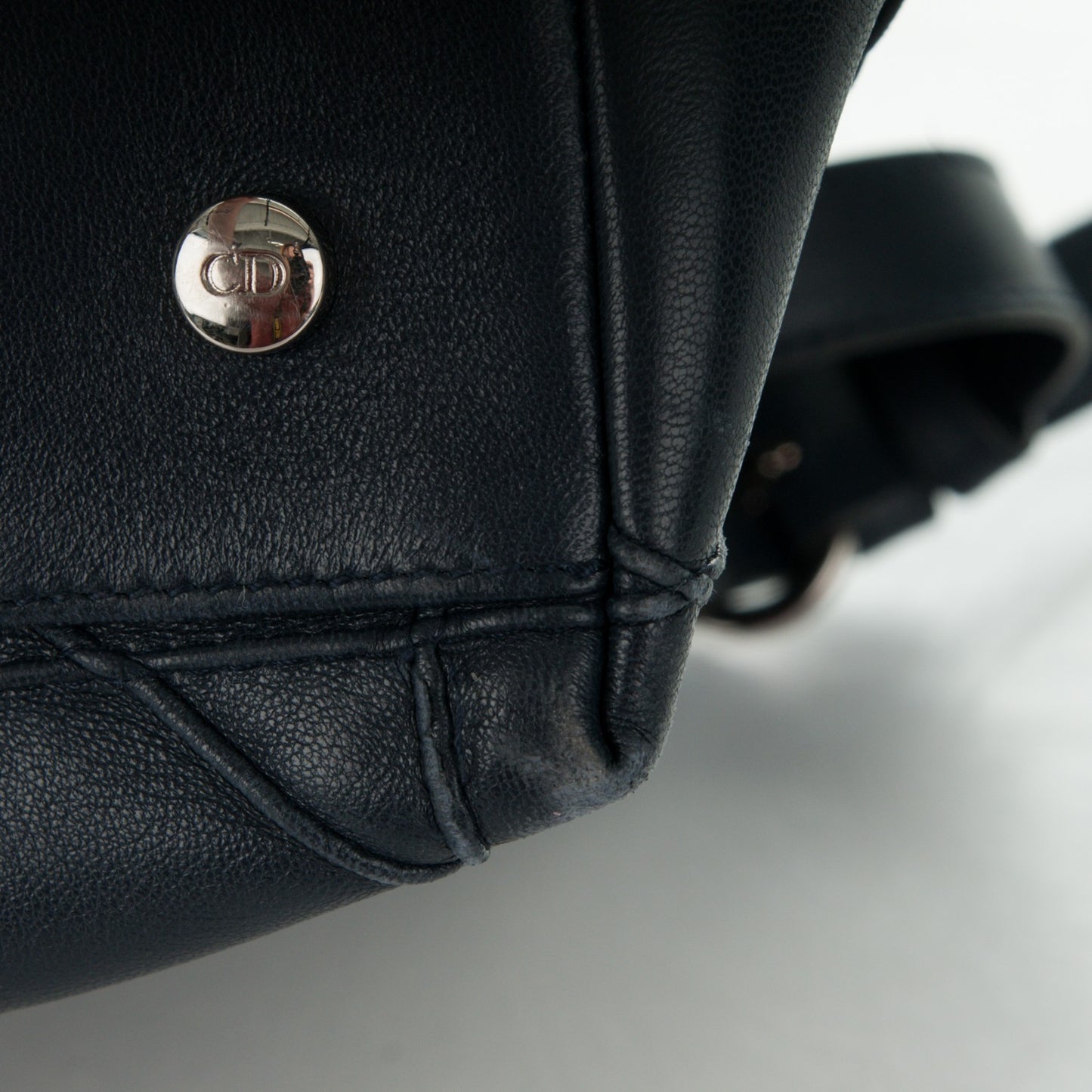 Lambskin Cannage Medium Granville Tote Navy Blue