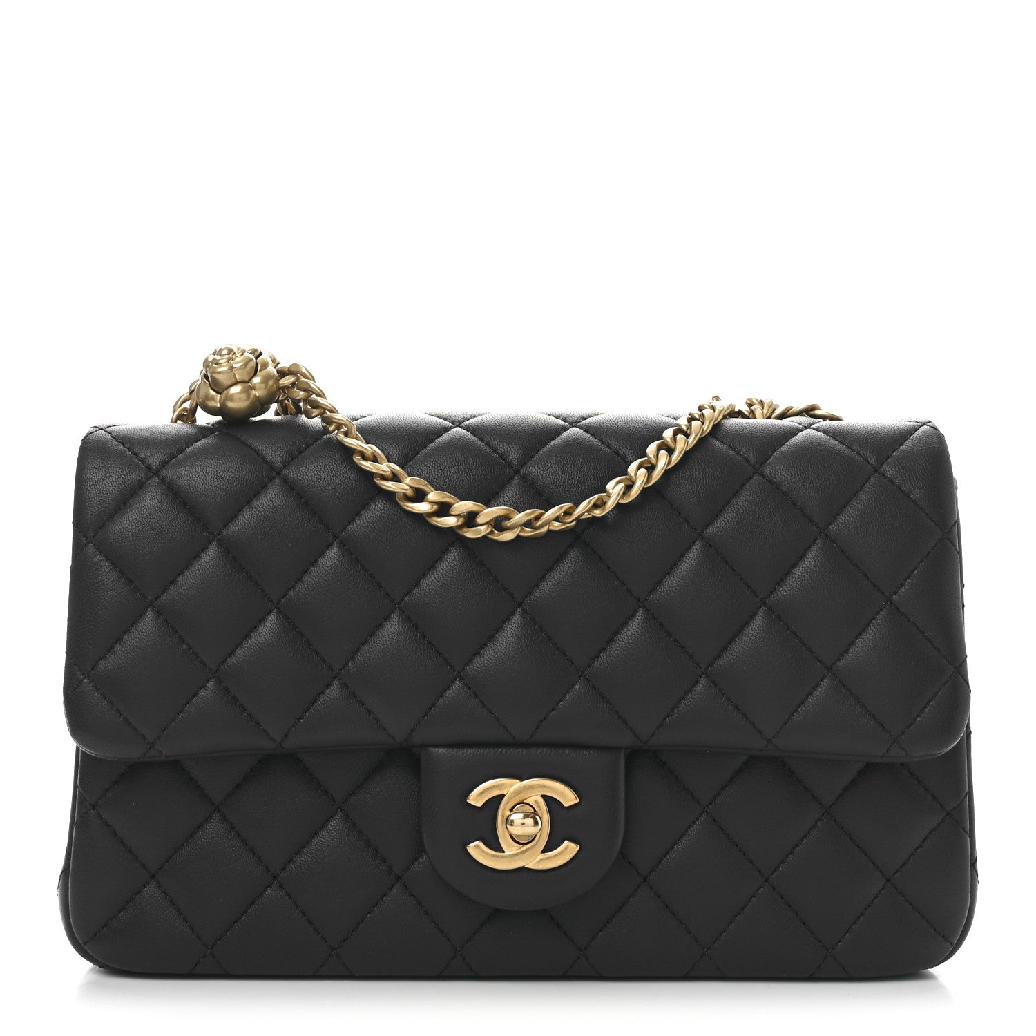 Chanel Lambskin Quilted Small Sweet Camellia Flap Navy 1 of 10