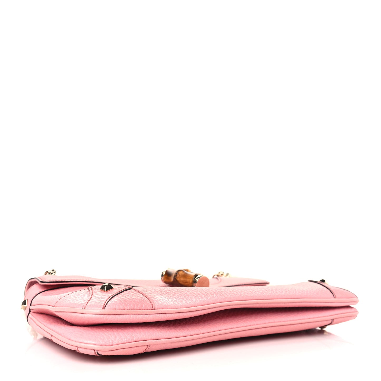Pebbled Calfskin Bamboo Chain Bag Pink