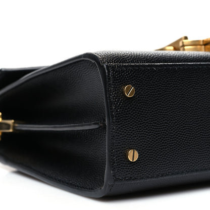 Saint Laurent Grain de Poudre Mini Classic Monogram Cassandra Top Handle Black Rouge Legion 9 of 11