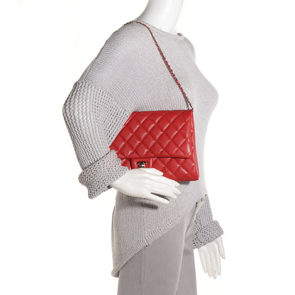 Chanel Caviar Quilted Clutch with Chain Flap Red 2 of 9