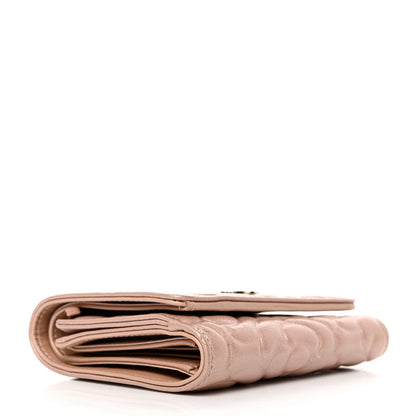 Chanel Goatskin Camellia Embossed Compact Wallet Pink 4 of 8