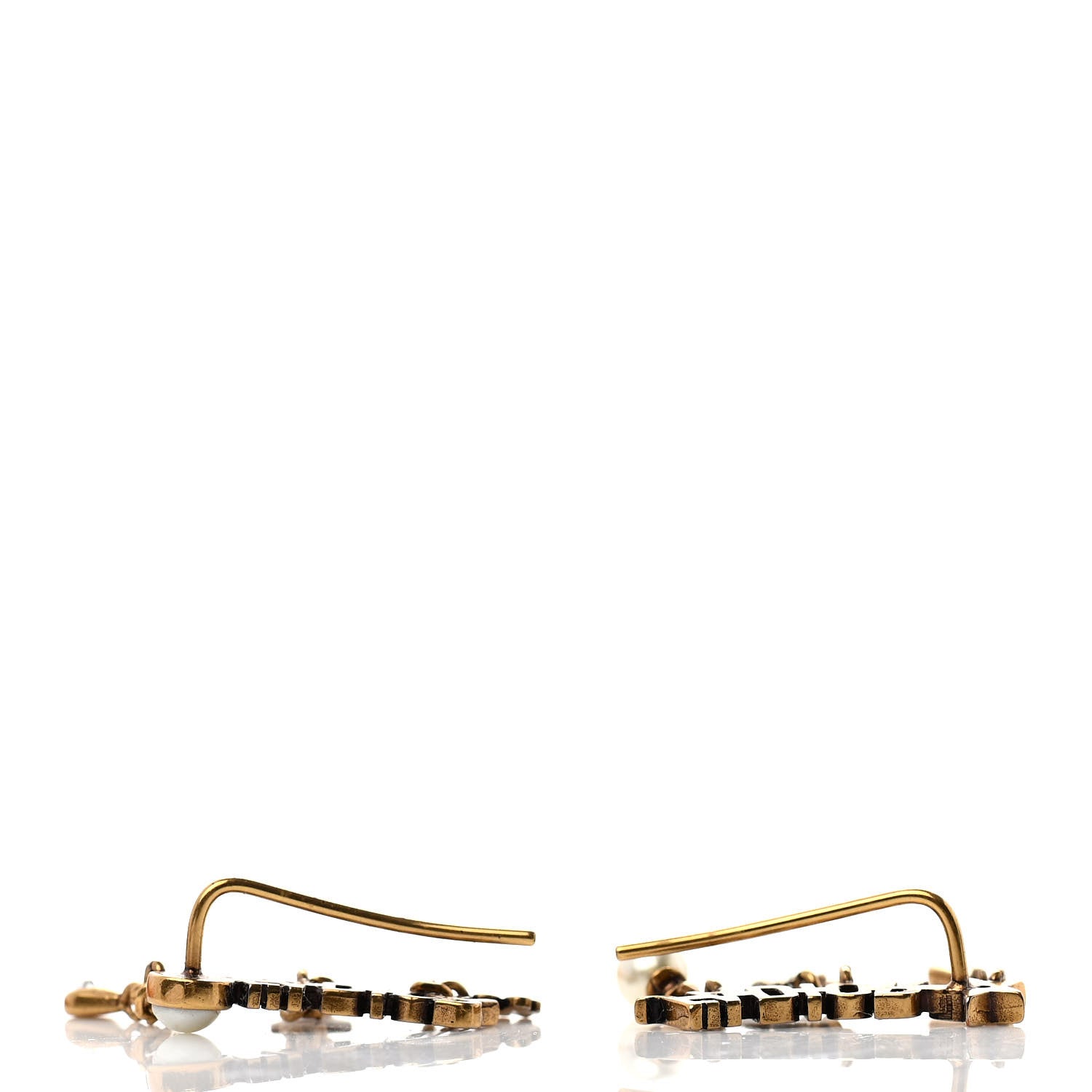 Christian Dior Pearl Crystal J'Adior Earrings Aged Gold 3 of 4