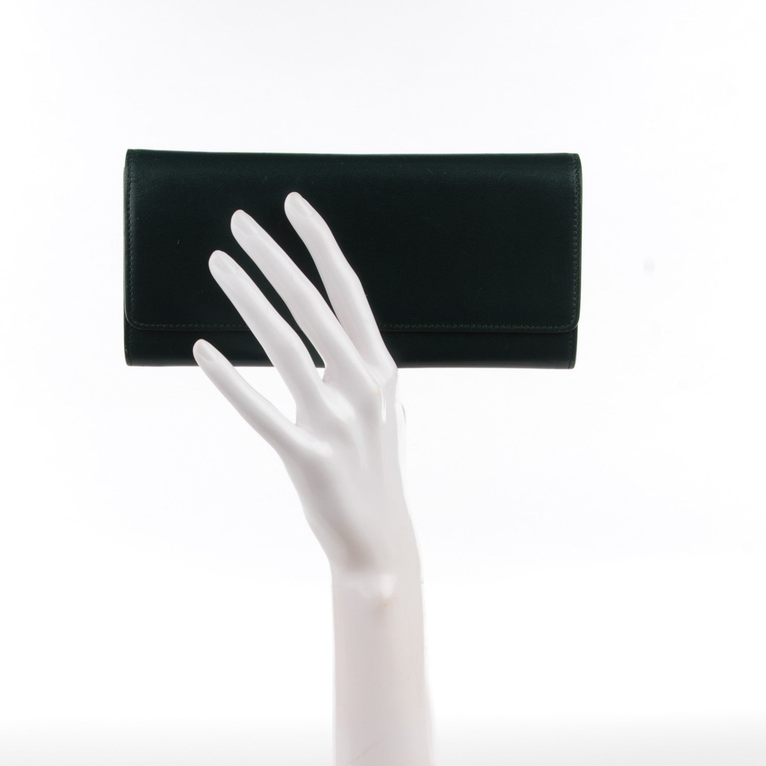 Celine Lambskin Large Flap Wallet Emerald 2 of 8