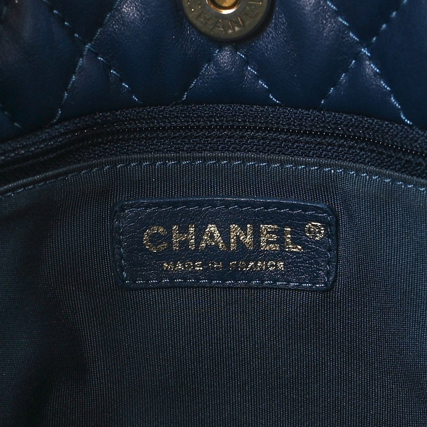 Lambskin Quilted Large Fluffy CC Shopping Tote Blue