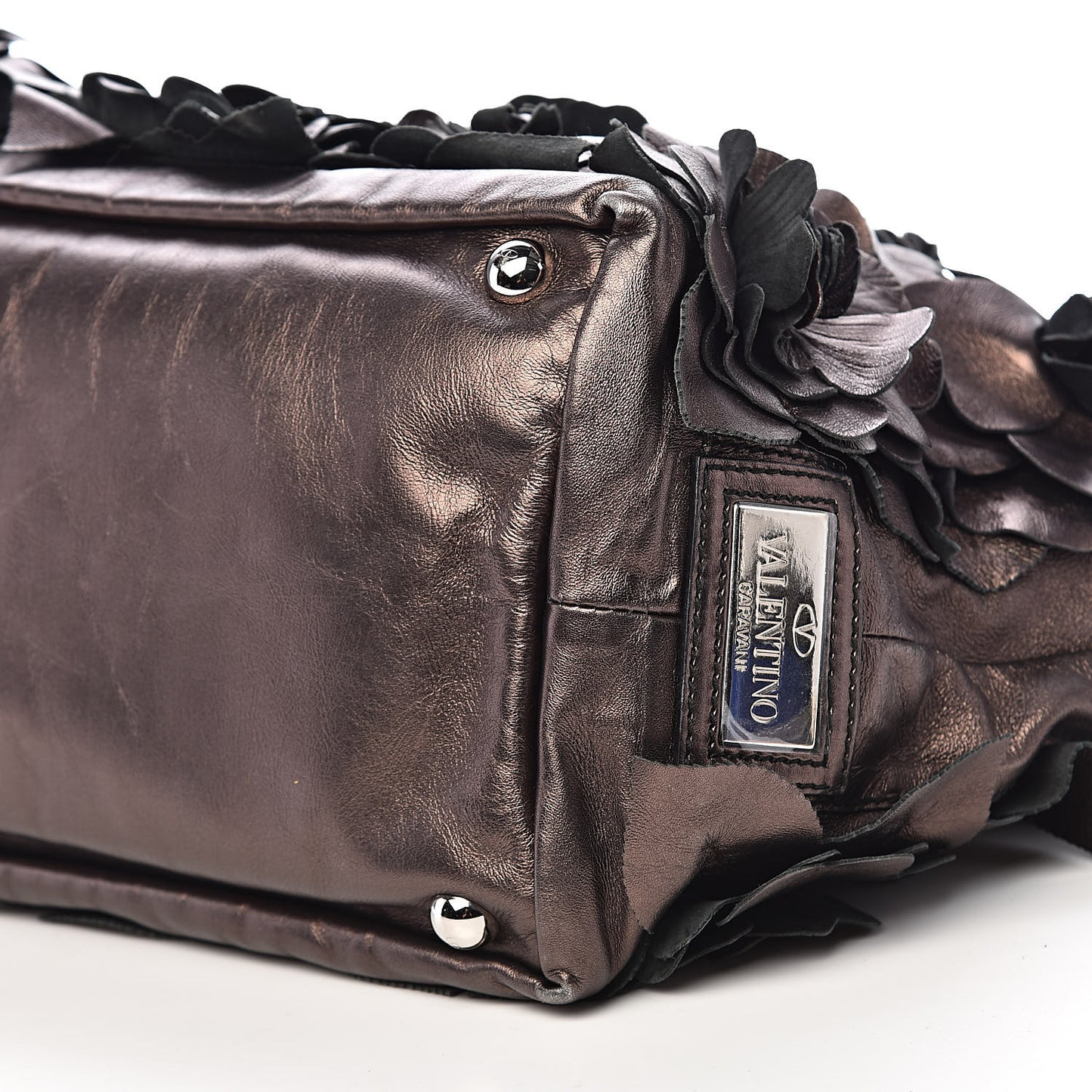 Metallic Nappa Floral Tote