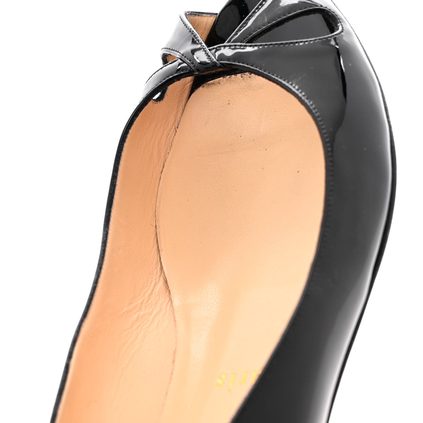 Patent Croisette Peep Toe Flats 36.5 Black