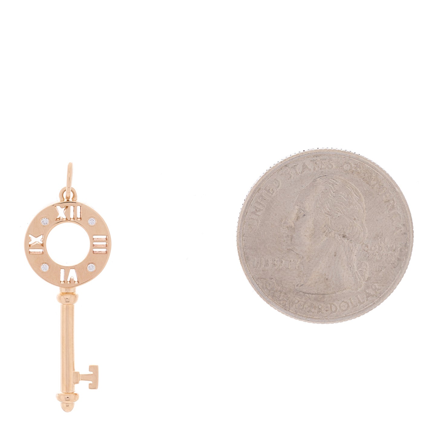 18K Rose Gold Diamond Atlas Pierced Key Pendant