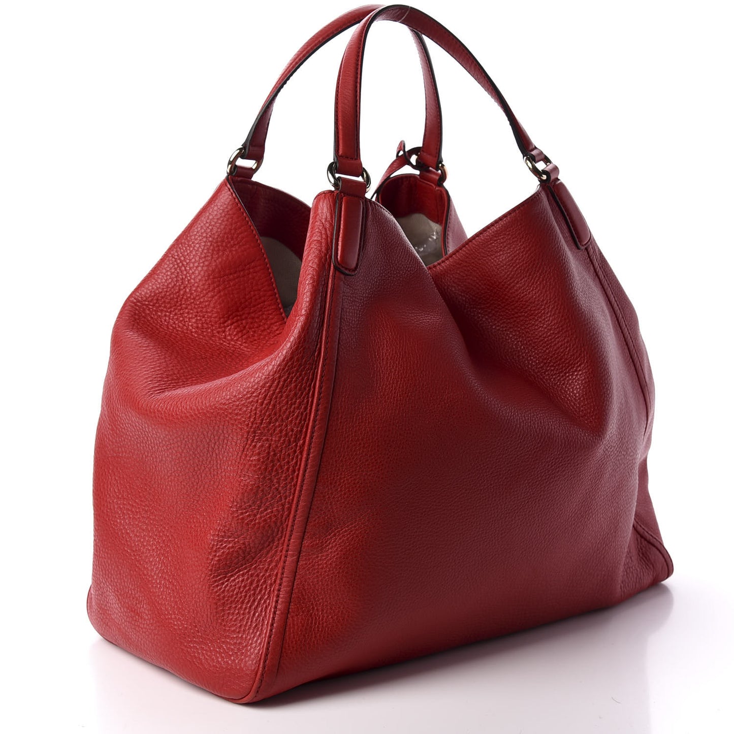 Pebbled Calfskin Large Soho Shoulder Bag Red