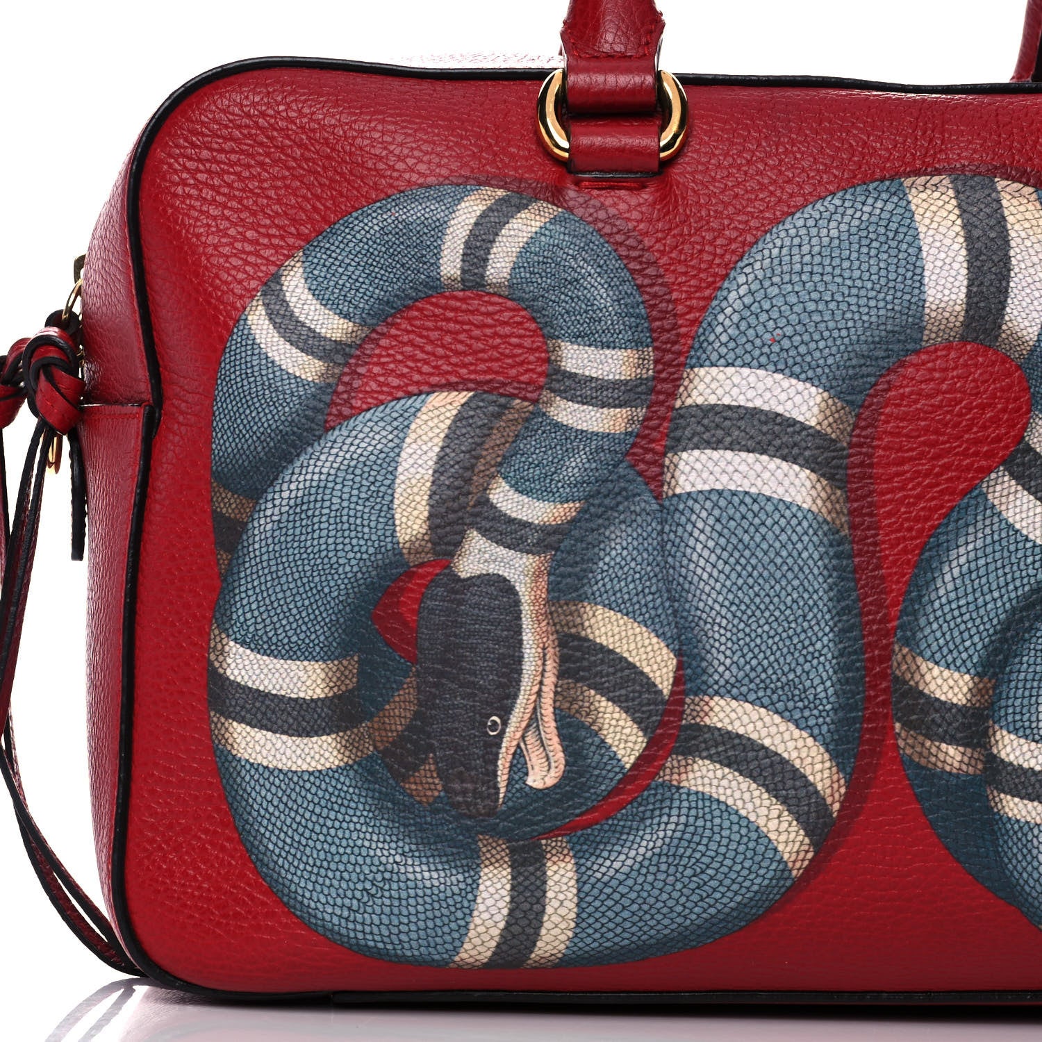 Gucci Calfskin Sylvie Web Kingsnake Print Top Handle Shoulder Bag Red 9 of 18