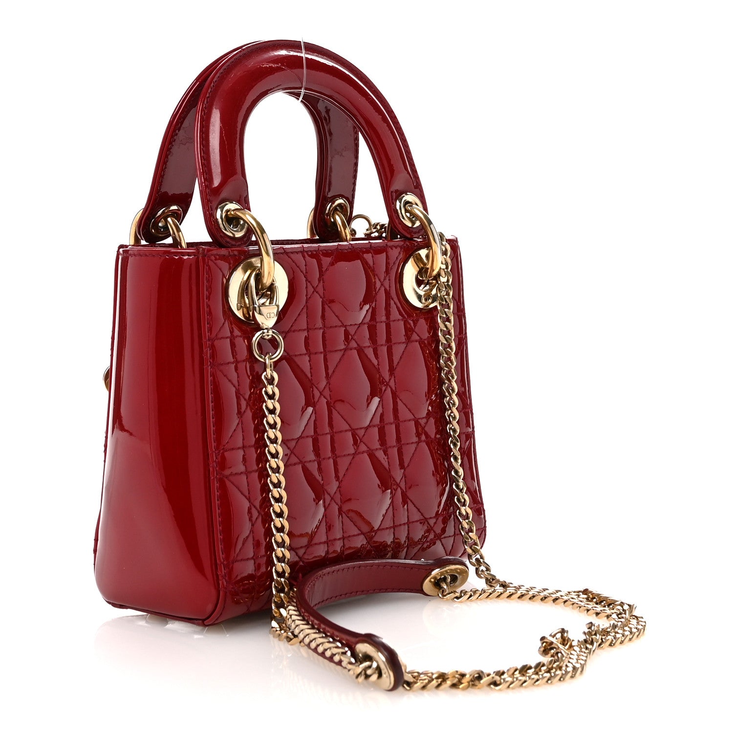 Christian Dior Patent Cannage Mini Lady Dior Red 3 of 9
