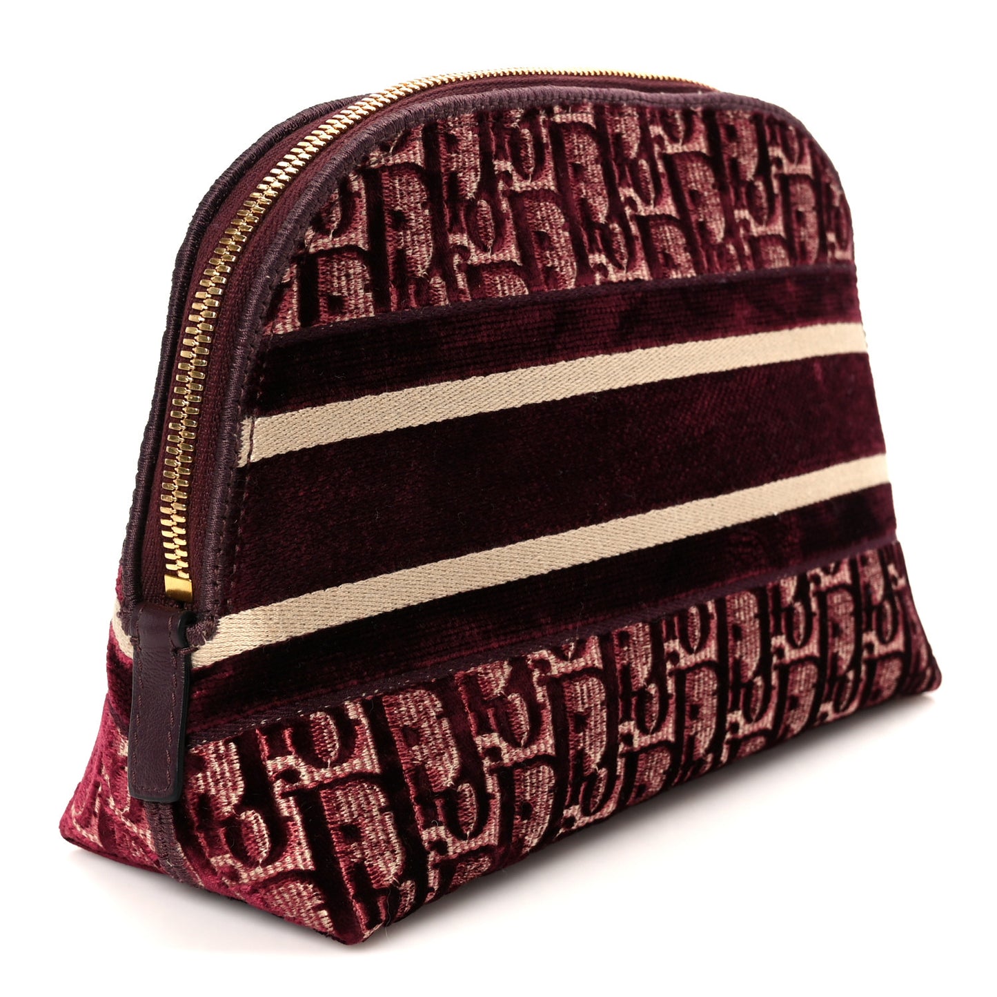 Velvet Oblique Cosmetic Pouch Burgundy