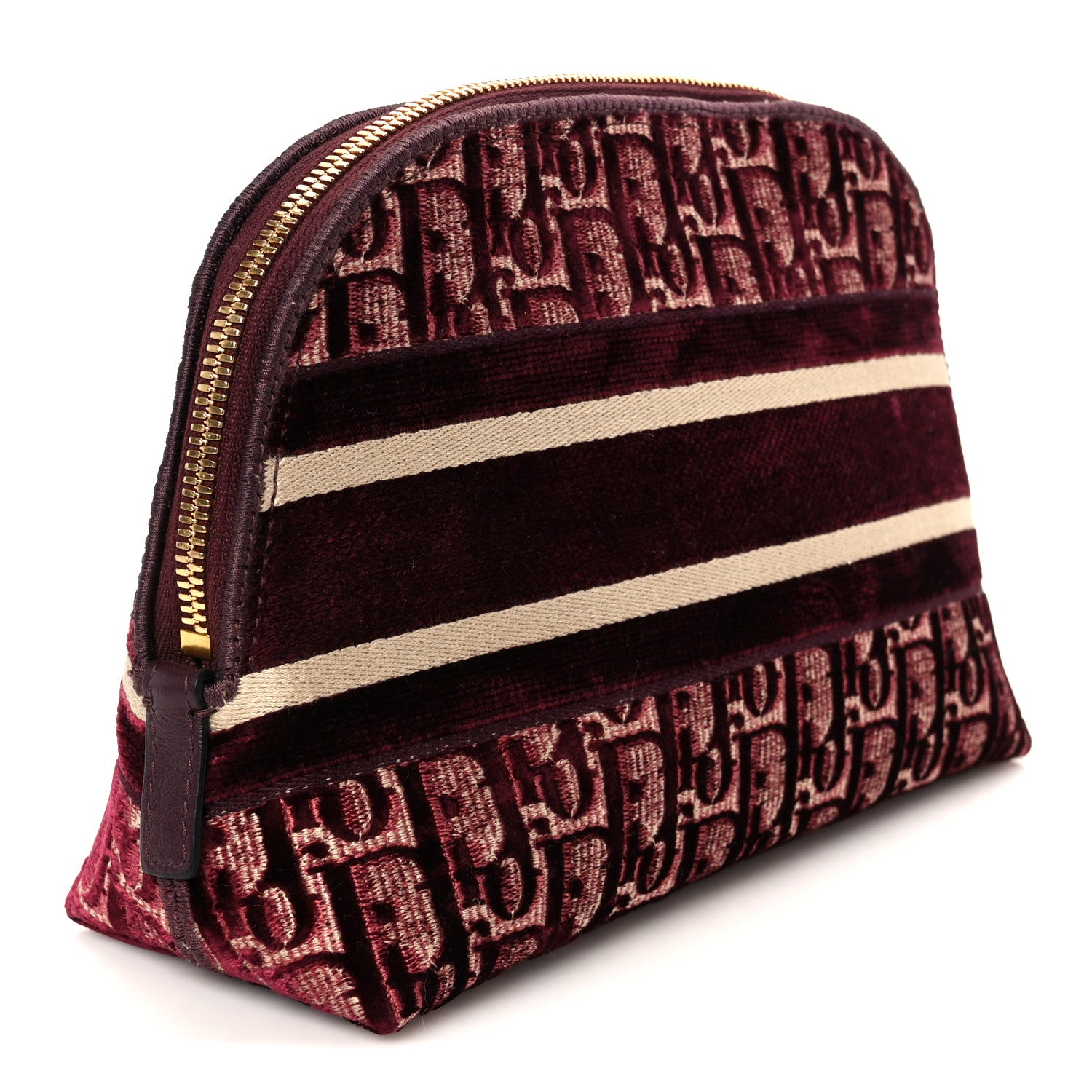 Christian Dior Velvet Oblique Cosmetic Pouch Burgundy 3 of 8