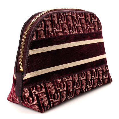 Christian Dior Velvet Oblique Cosmetic Pouch Burgundy 3 of 8