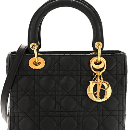 Christian Dior Lambskin Cannage Medium Lady Dior Black 8 of 12